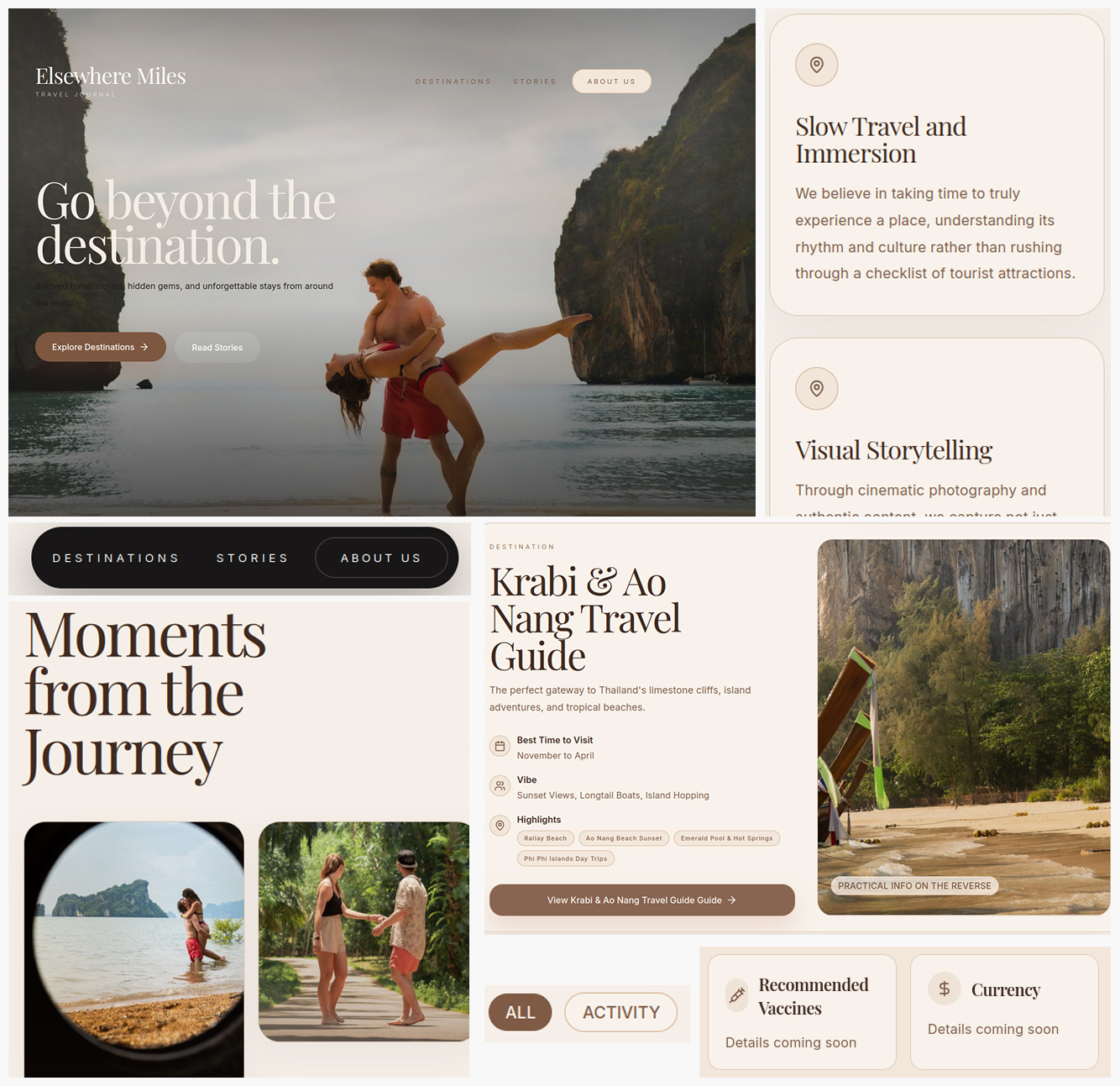 Elsewhere Miles homepage and destination article preview